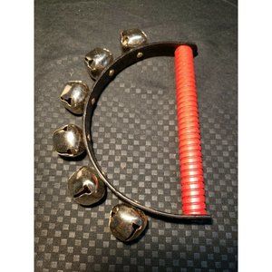 Vintage Meinl Percussion Sleigh 6 Bells 6 in with red wooden handle
